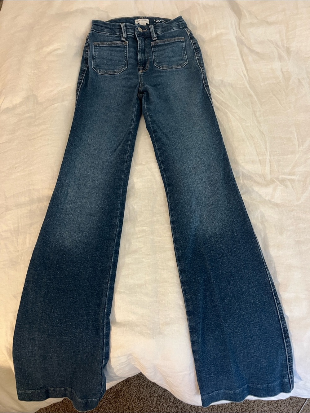 Good American Dark Blue Wide Leg Jeans
